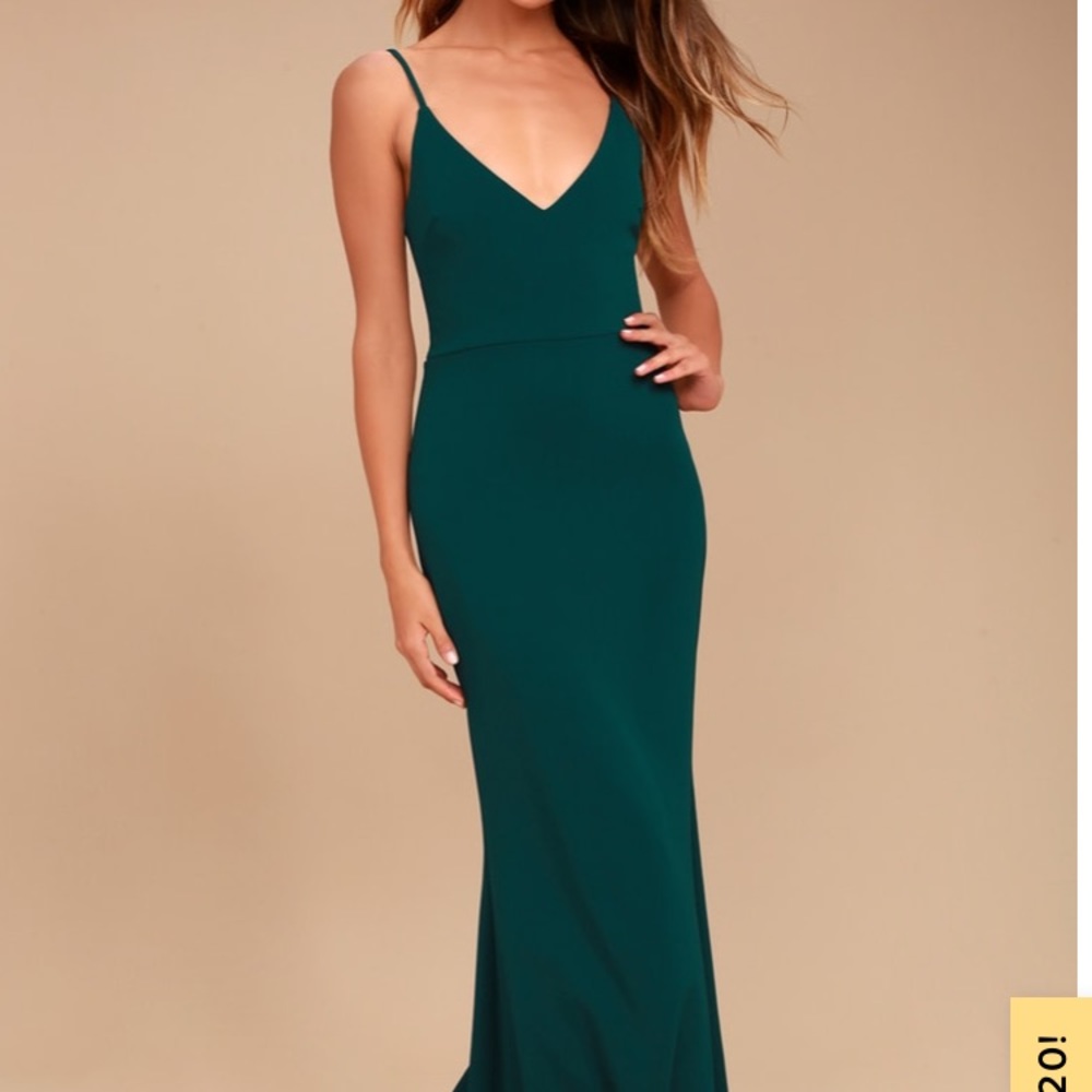 Lulu’s infinite glory forest green maxi dress